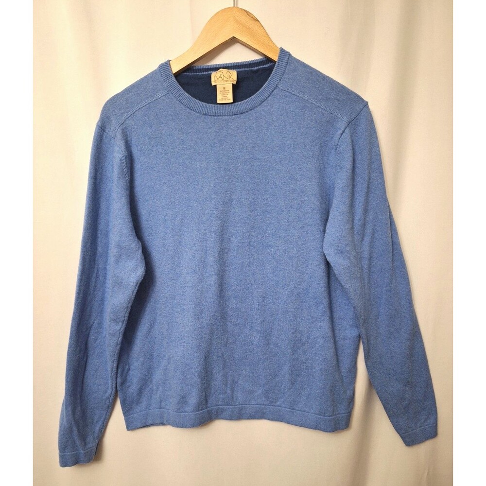 Men's Cashmere Cotton Sweater Sz M Crewneck Long Sleeve Lightweight Blue Preppy